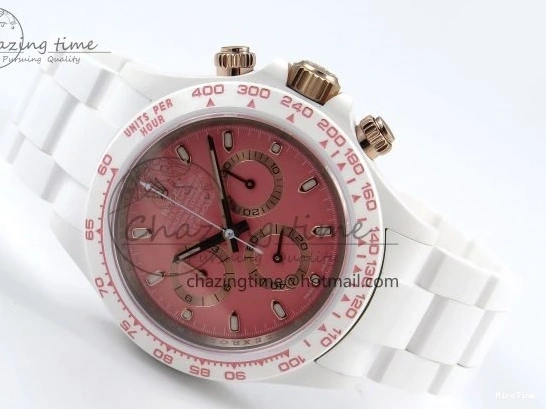 MiroTime 1231 TopPick Daytona AET White Solid Ceramic Case and Bracelet Pink Dial ZF 1:1 Best Edition SH 1650